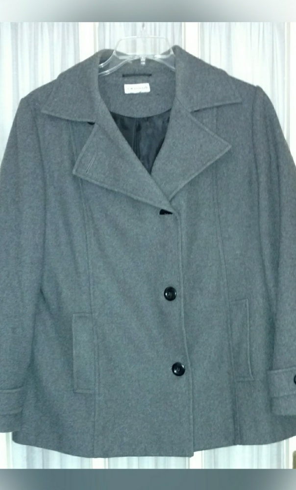 Kim Rogers grey wool peacoat